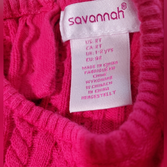 Ralph Lauren navy chinos and hot pink cable knit sweater Size 2T - Picture 3 of 13